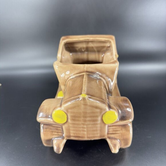 1950s McCoy Car Jalopy Automobile Planter Floral Pot Arrangement Brown Ceramic - Picture 14 of 16